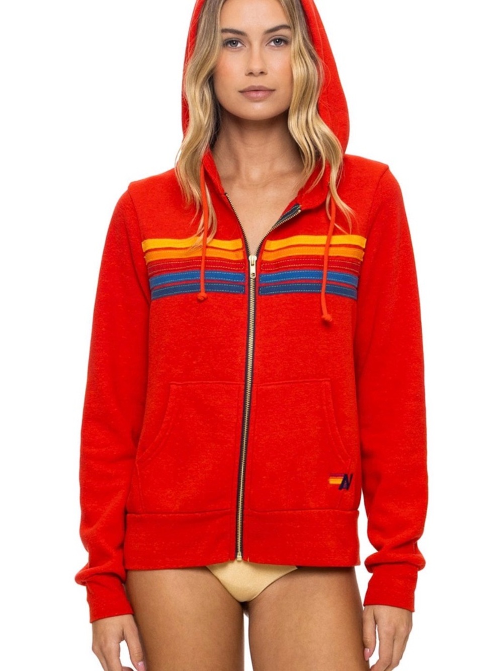NWT AVIATOR NATION 5 STRIPE HOODIE - RED - SMALL